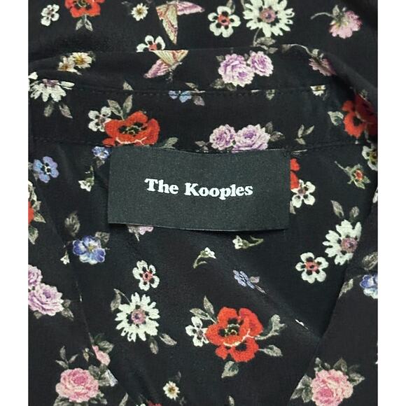 THE KOOPLES 100% Silk Floral Button Up Blouse Dark Romantic Career Office Work - Picture 10 of 13